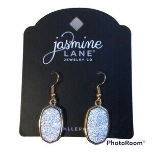 JASMINE LANE Druzy Oval Earrings NWT NEW